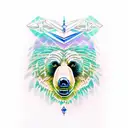 bear sword worrier sapphire gemstone  tattoo design idea