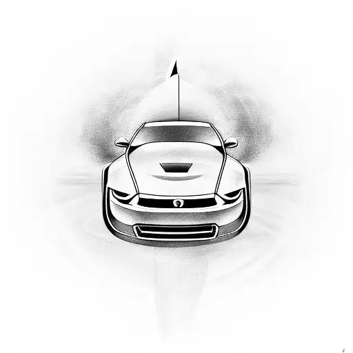 Incorporate a sleek sports car racing through a basketball hoop, symbolizing the client's love for cars and basketball tattoo design idea