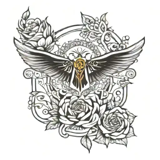  “Create a unique and creative tattoo design that includes the name ‘Melisim’ and the date ‘19.07.1997 - ∞’. Incorporate tattoo design idea