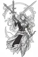 Chechen Warrior Princess and Sword tattoo design idea