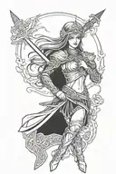 Chechen Warrior Princess and Sword tattoo design idea
