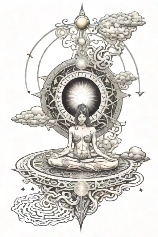 spiritual awakening cosmic balance mixed with yin tattoo design idea
