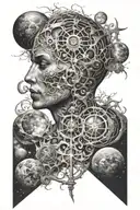 Life and death and spiritual awakening cosmic balance tattoo design idea