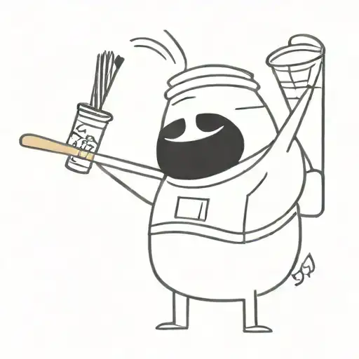 chubby man   with ski mask an mixing a pot of Money tattoo design idea