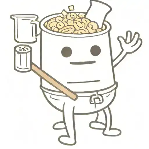 chubby marshmallow with ski mask an mixing a pot of Money tattoo design idea