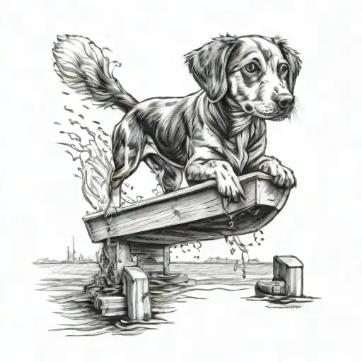 dock diving dog tattoo design idea