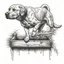 yellow lab dock diving jumping tattoo design idea