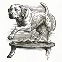 yellow lab dock diving jumping tattoo design idea