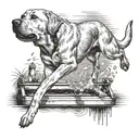 yellow lab dock diving jumping tattoo design idea