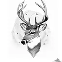 whitetail deer with mountians and streams arm sleeve tattoo design idea