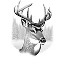 whitetail deer with mountians and streams arm sleeve tattoo design idea