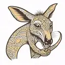 kangaroo with a kiwi bird in its pouch tattoo design idea