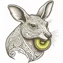 kangaroo with a kiwi bird in its pouch tattoo design idea