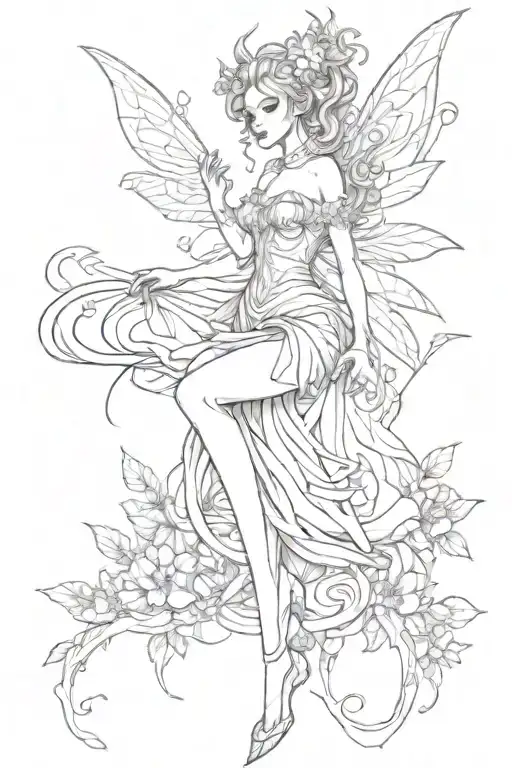 graphic modern design fairy  tattoo design idea