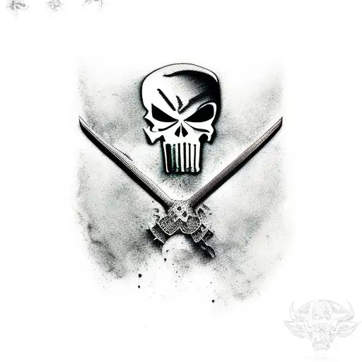 punisher with a grim reaper tattoo design idea