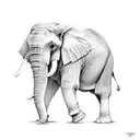 elephant with roses tattoo design idea