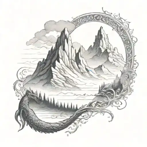 Lord of the Rings simple tattoo misty mountains and dragon  tattoo design idea