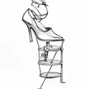 a stripper heel with a tiny man trapped in the platform  tattoo design idea