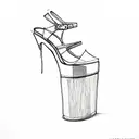 a stripper heel with a tiny man trapped in the platform  tattoo design idea