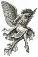 Falling angel losing its halo tattoo design idea