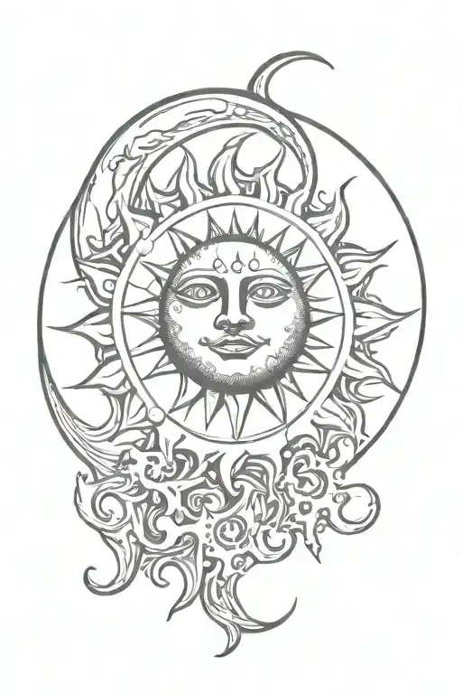sun and moon tattoo design idea