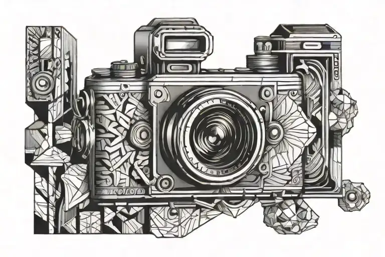 CAMERA WITH A VIEW INSIDE OF IT themed tattoo tattoo design idea