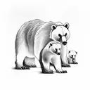 mama bear and bear cubs walking in the forest tattoo design idea