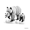 mama bear and bear cubs walking in the forest tattoo design idea