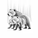 mama bear and bear cubs walking in the forest tattoo design idea