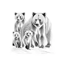 mama bear and bear cubs walking in the forest tattoo design idea
