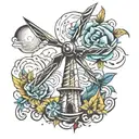 Wind turbine and energy tattoo design idea