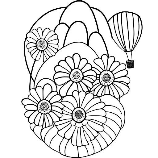 air balloon flowers tattoo design idea