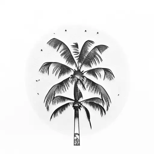 sunset palm trees tattoo design idea