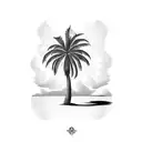 sunset palm trees tattoo design idea