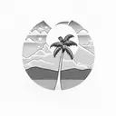 sunset palm trees tattoo design idea