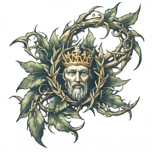 Laurel Wreath And Crown Of Thorns tattoo design idea