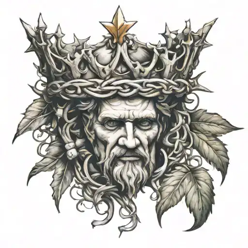 Laurel Wreath And Crown Of Thorns neck tattoo design idea