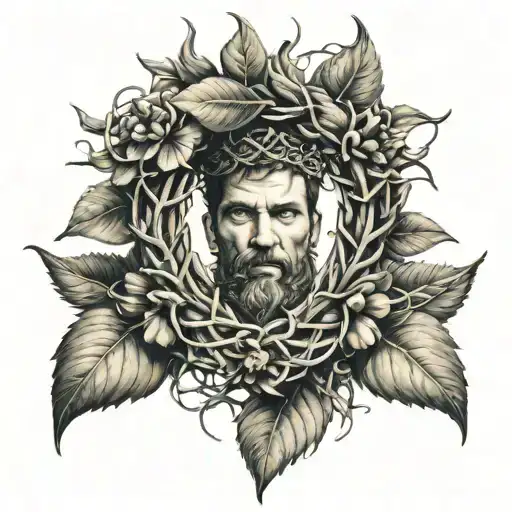 Laurel Wreath And Crown Of Thorns mixed together tattoo design idea