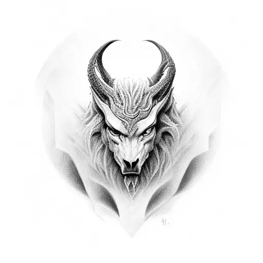 A detailed portrait of a mythical creature emerging from a canvas, symbolizing the artist's imagination tattoo design idea