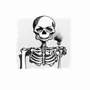Skeleton smoking a cigarette while drinking coffee tattoo design idea