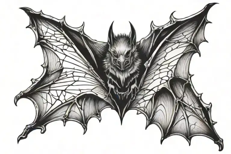bat hanging upside down with webs entwined tattoo design idea