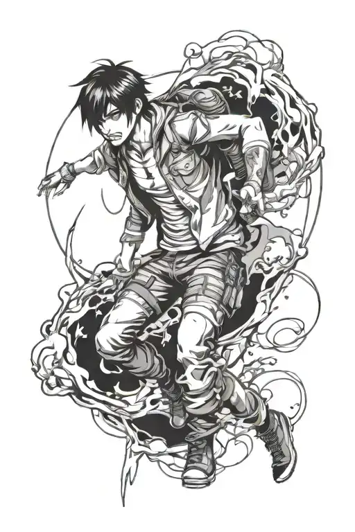 eren jaeger carrying world tattoo design idea