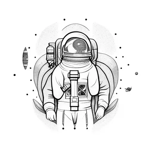 astronaut alien smoking weed together tattoo design idea
