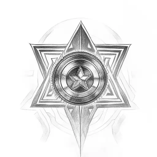 Aztec with captain America shield and marvel characters  tattoo design idea