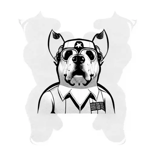 brown Stanford terrier with captain America costume  tattoo design idea