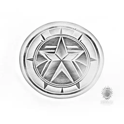 Aztec with captain America shield and marvel characters  tattoo design idea