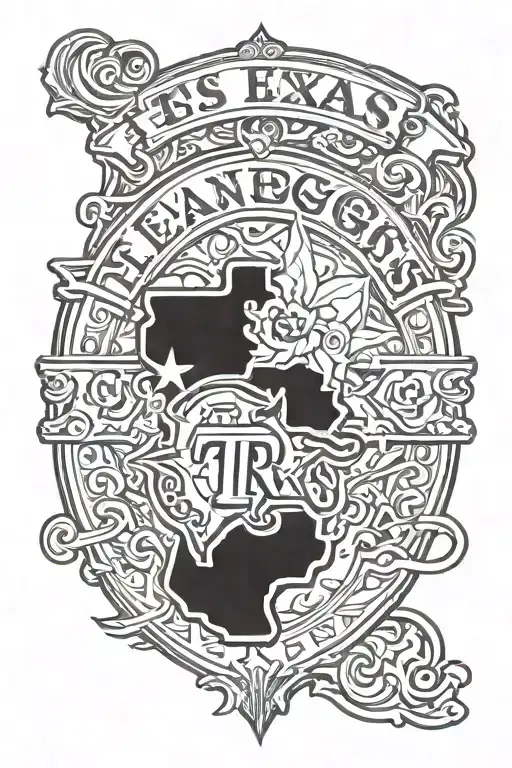 Texas rangers logo blended tattoo design idea