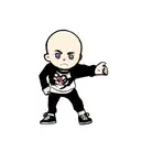 Chibi art full-body sketch of kratos god of war wearing modern street fashion outfit and sneakers chibi art style tattoo design idea