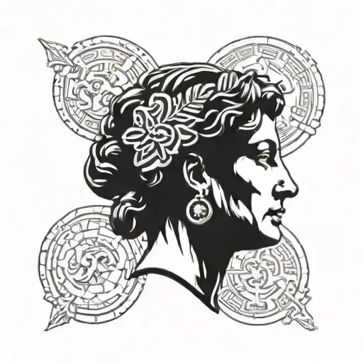 An ancient Roman coin with a portrait of a woman on it tattoo design idea