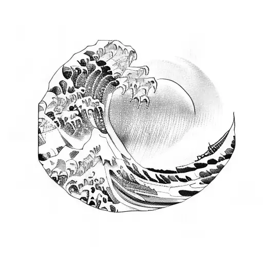 great wave of kanagawa  tattoo design idea